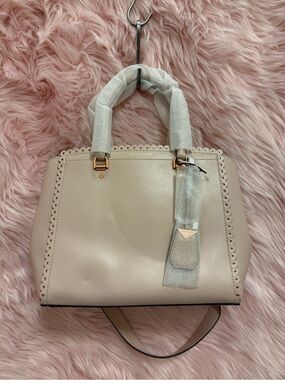 Michael Kors Blush Leather Satchel with Scallop Trim